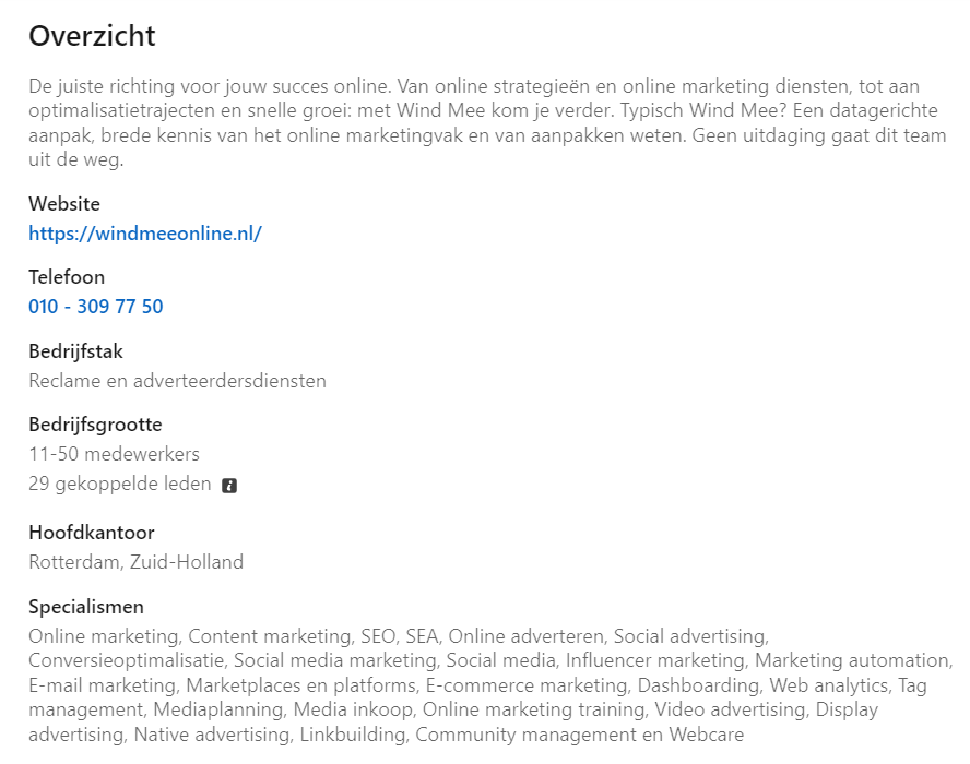 Zoekwoorden verwerken in LinkedIn